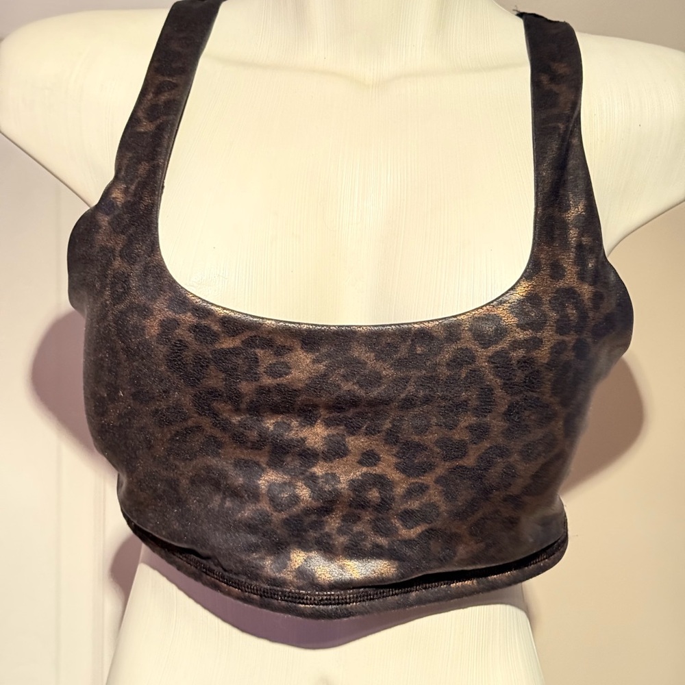 Spanx Leopard Print Crop Top Sports Bra